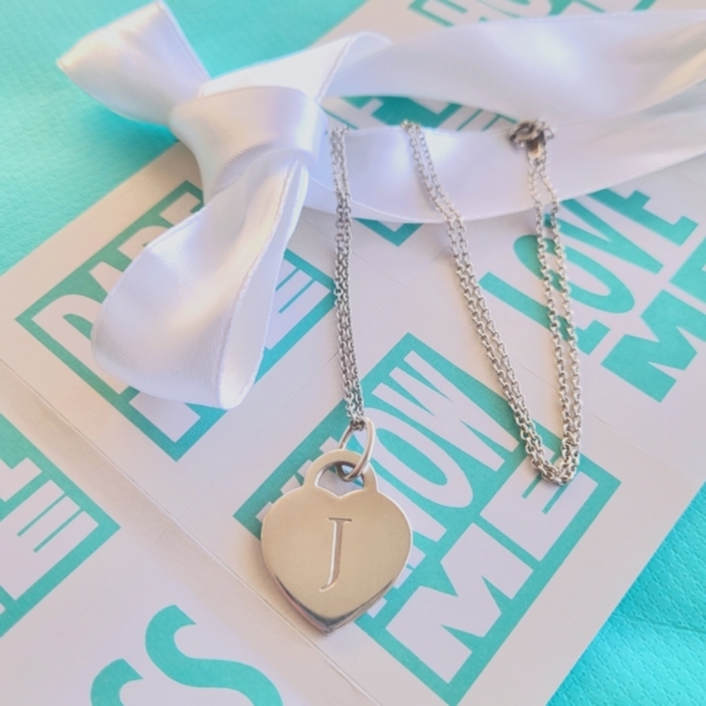 Tiffany&co heart initial letter "J" necklace 18"